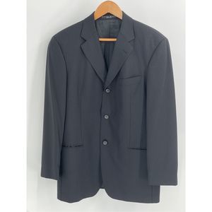 Hugo Boss Blazer Sport Coat Men's Size 40 S Black Striped Super 100 Wool‎